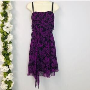 Nanette Lepore Purple Abstract Silk Got 2 Have Me Chiffon Mini Dress Sz 0 $328